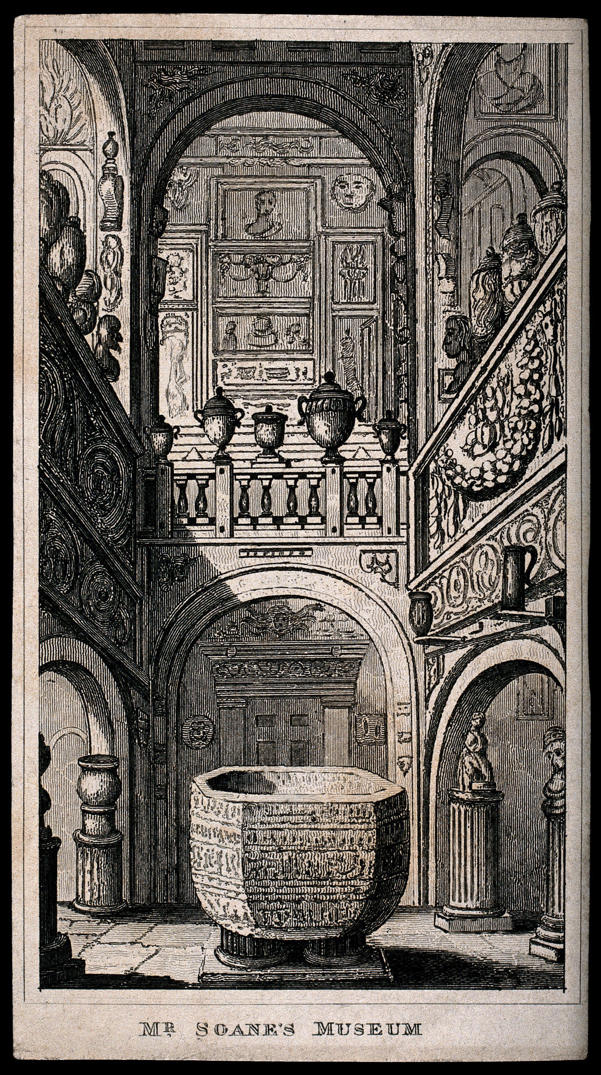 Sir John Soane S House And Museum The Belzoni Chamber At Basement Level Showing The Sarcophagus Of Seti I Engraving Wellcome Collection