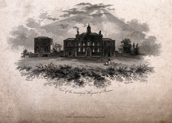 The Smallpox Hospital, St Pancras, London. Engraving by W. Woolnoth after G.S. Shepherd, 1806.