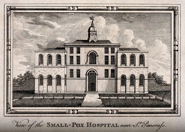 The Smallpox Hospital, St Pancras, London. Engraving.