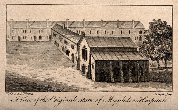 The Magdalen Hospital, St George's Fields, Southwark. Engraving by J. Taylor after Winton.