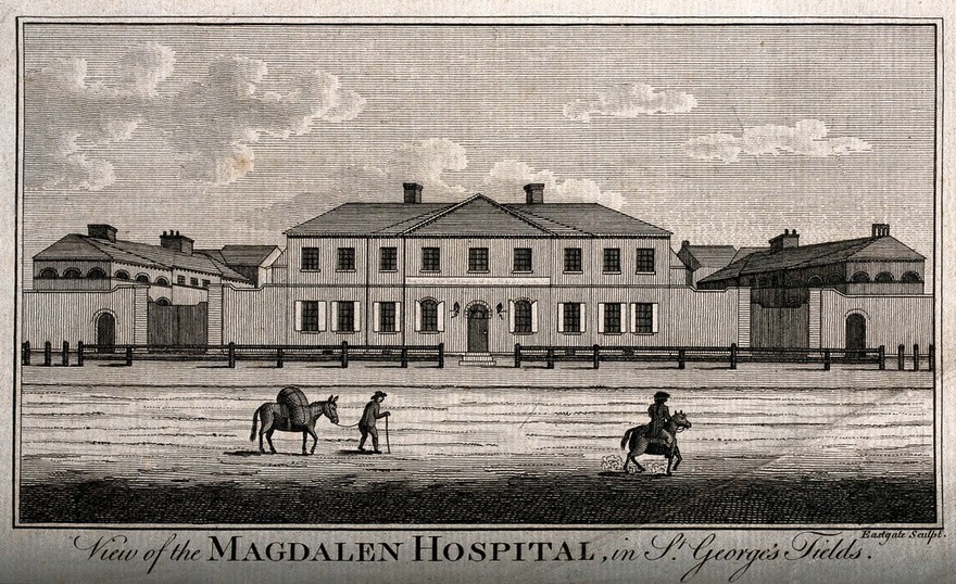 The Magdalen Hospital, St George's Fields, Southwark. Engraving by Eastgate.