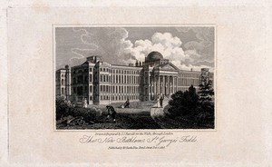 view The Hospital of Bethlem [Bedlam], St. George's Fields, Lambeth. Engraving by J. C. Varrell after himself, 1816.