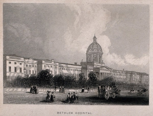 The Hospital of Bethlem [Bedlam], St. George's Fields, Lambeth. Engraving after T. H. Shepherd.