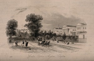 view The London Orphan Asylum, Clapton: seen from the road. Etching.