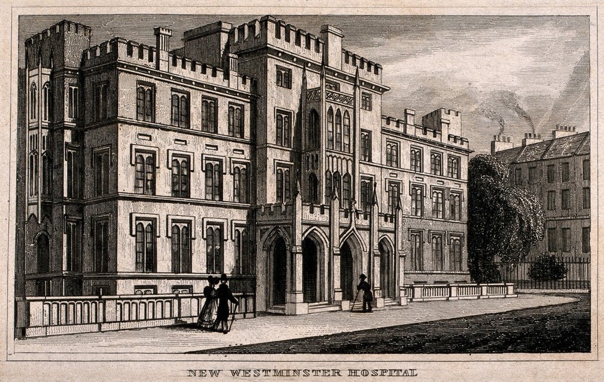 The Westminster Hospital, Tothill Street, London. Engraving.