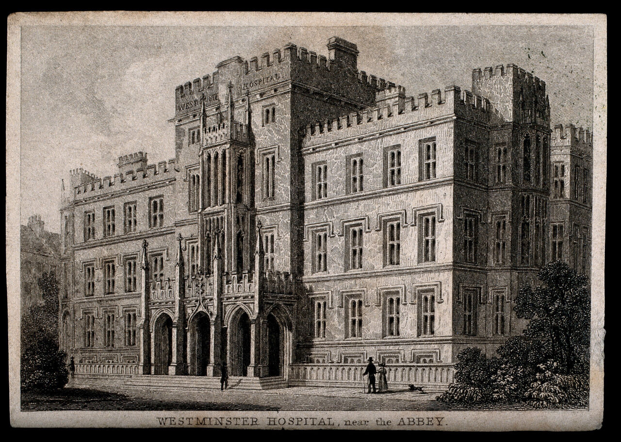 The Westminster Hospital, London. Engraving., by William Inwood