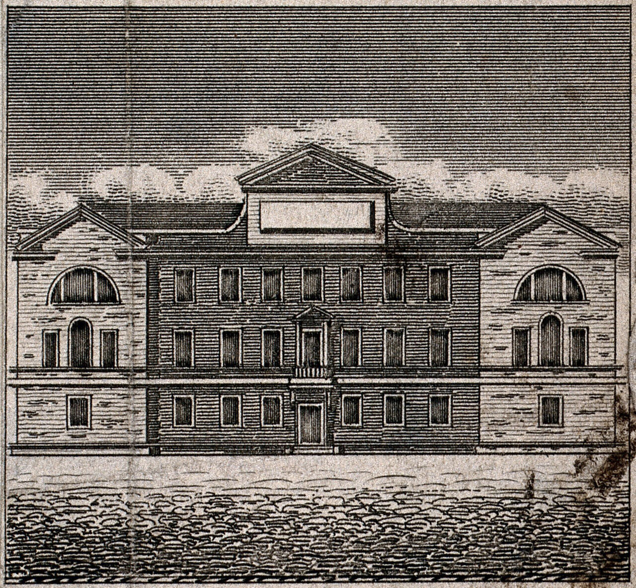 St. George's Hospital, Hyde Park Corner. Engraving., by Isaac Ware