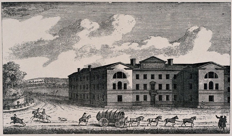 St. George's Hospital, Hyde Park Corner. Process print facsimile of an 18th century engraving.