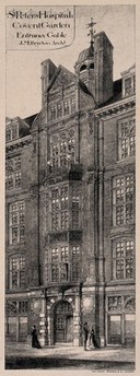 St. Peter's Hospital, Henrietta Street, Covent Garden. Offset lithograph after J. M. Brydon, 1882.