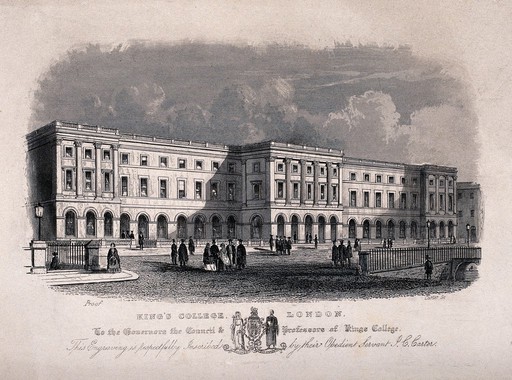 King's College, Strand, London. Engraving by J. C. Carter.