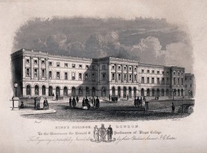 view King's College, Strand, London. Engraving by J. C. Carter.