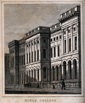 view King's College, London. Engraving by J. Shury after T. H. Shepherd.