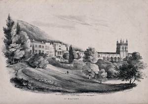 view Great Malvern, Worcestershire. Lithograph.