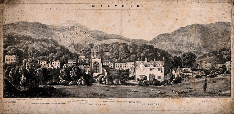 Malvern, Great Malvern, Worcestershire: plan of town. Lithograph.