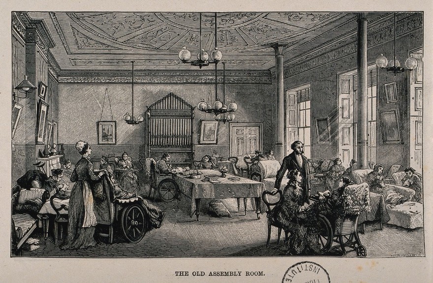 Melrose Hospital, Melrose, Roxburgh, Scotland: the old assembly room. Wood engraving by Butterworth and Heath.