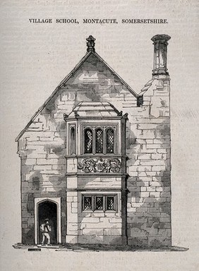 Village School, Montacute, Somerset. Wood engraving, 1848.