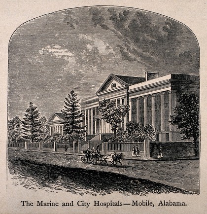 Marine and City Hospital, Mobile, Alabama. Wood engraving.