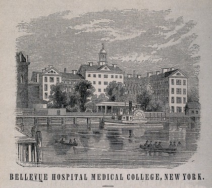 Bellevue Hospital Medical College, New York City. Wood engraving.