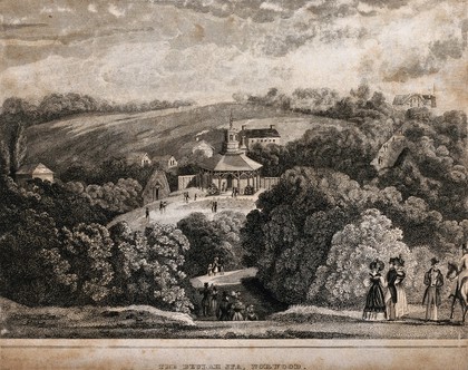 Beulah Spa, Norwood, Surrey. Line engraving.