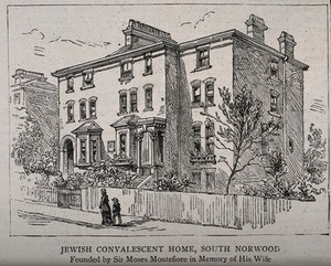 view Jewish Convalescent Home, South Norwood, Surrey. Wood engraving, 1885.