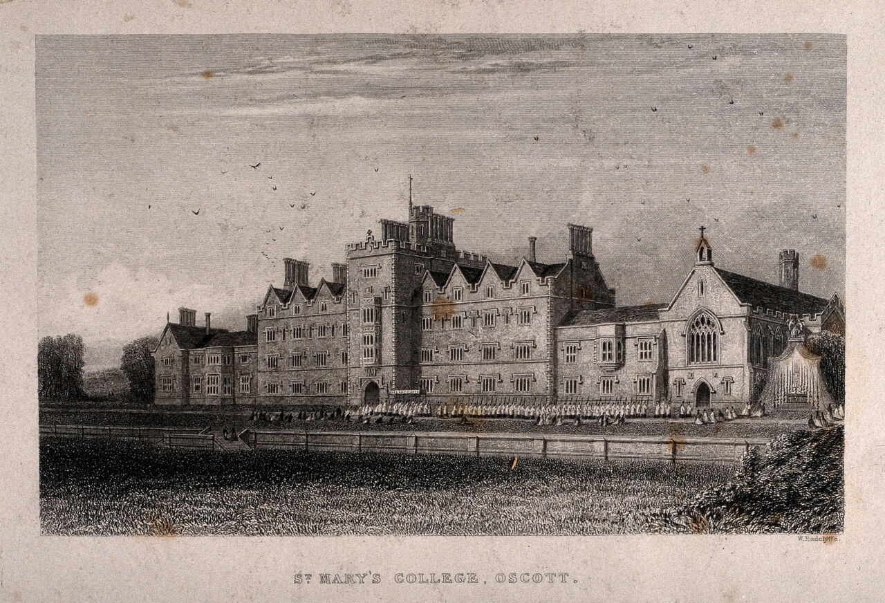 St. Mary's College, Oscott, Staffordshire. Etching by W. Radclyffe., by William Radclyffe