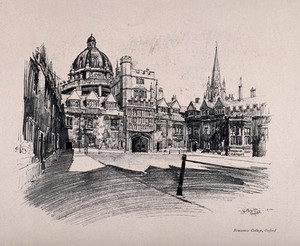 view Brasenose College, Oxford: quadrangle. Process print after V.H. Bailey, 1902.