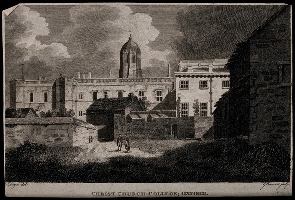 Christ Church, Oxford. Line engraving by G. Barrett after E. Dayes.