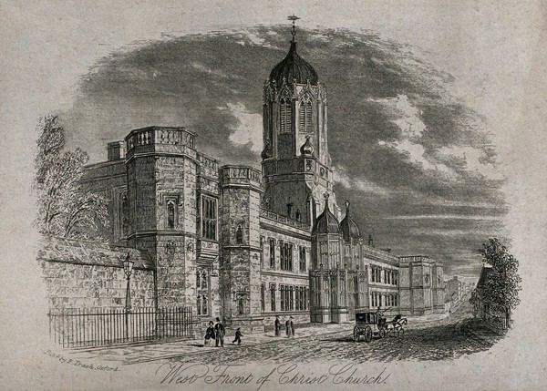 Christ Church, Oxford: panoramic view. Etching.