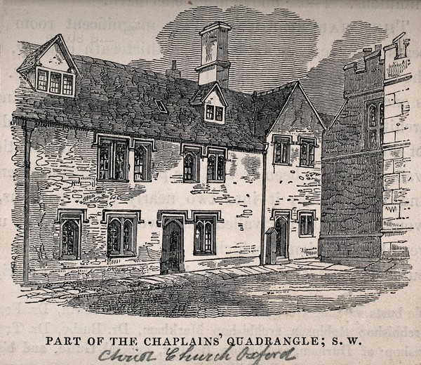 Christ Church, Oxford: chaplains' quadrangle. Wood engraving.