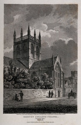 Merton College, Oxford: chapel. Line engraving by J. Storer, 1808, after J.C. Smith after E. Dayes.