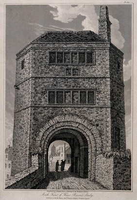 Friar Bacon's Study, Oxford. Line engraving by J. Skelton, 1819, after a drawing in the Bodleian Library.