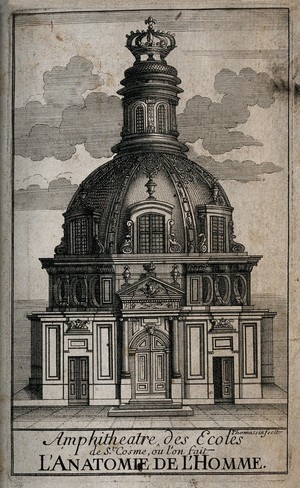 view Anatomy Amphitheatre, Paris. Line engraving by Thomas.