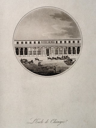 School of Surgery, Paris: panoramic view. Aquatint.