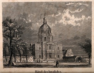 view Hôtel des Invalides, Paris. Etching.