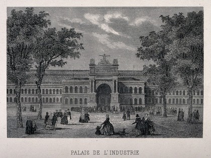 Palais de L'Industrie, Paris. Etching.