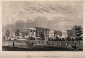 view Girard College for Orphans, Philadelphia. Engraving by J.W. Steel after T.U. Walter.