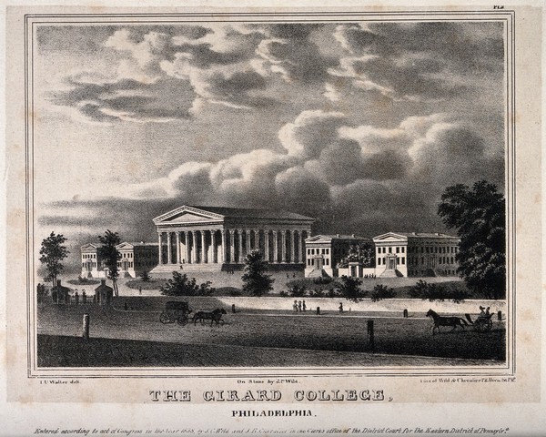 Girard College, Philadelphia. Lithograph by J.C. Wild, 1838, after T.U. Walter.