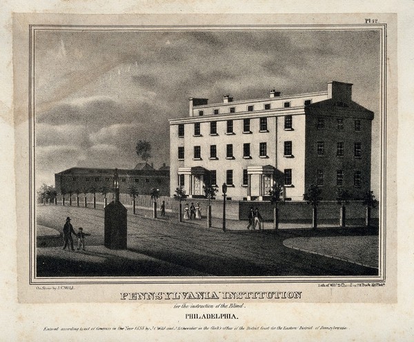 Institution for the Blind, Philadelphia. Lithograph by J.C. Wild.