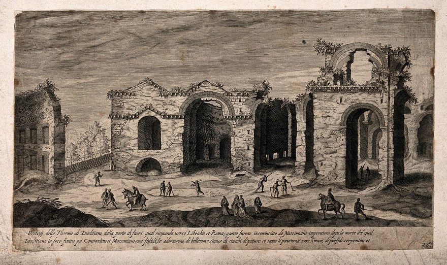 Baths of Diocletian, Rome: ruins. Engraving.