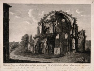 view Temple of Minerva Medica, Rome. Line engraving by F. Morelli, 1798.