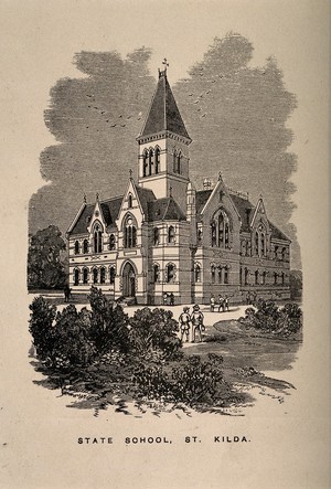 view State School, St. Kilda, Victoria (Australia). Wood engraving.
