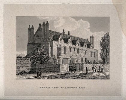 Grammar School, Sandwich, Kent. Etching.