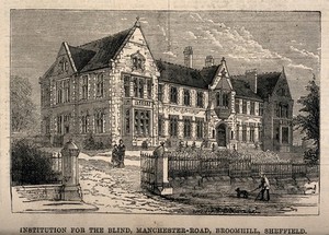 view Institution for the Blind, Sheffield, Yorkshire. Wood engraving.