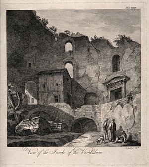 view Vestibulum, Spalato (Split): interior ruins. Engraving by F. Bartolozzi.