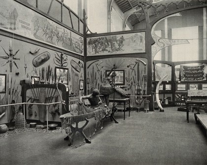 Musée du Congo, Tervuren, Belgium: one of five interior scenes showing African life. Collotype.