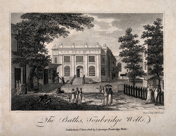 Baths, Tunbridge Wells, Kent. Engraving by P.W. Tomkins.