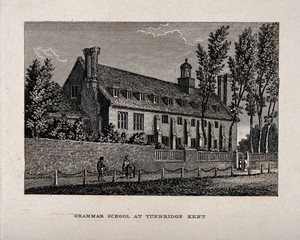 view Grammar School, Tunbridge Wells, Kent. Engraving.