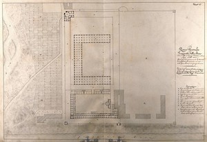 view The lazaretto at Foce: floor plan. Pen drawing by I. Cremona, 1811.