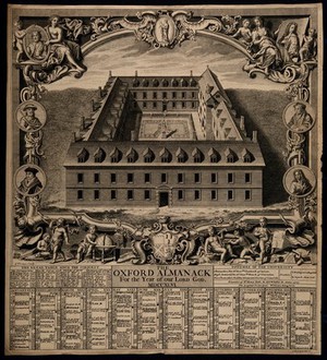 view A quadrangle designed for St Mary's Hall, Oxford. Engraving by G. Vertue, 1746.