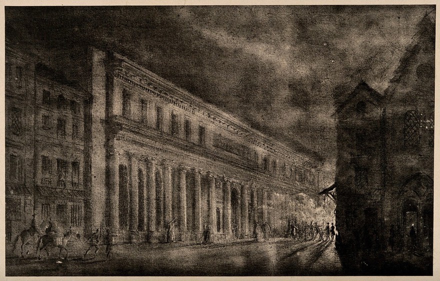 École de Médecine, Paris. Lithograph.